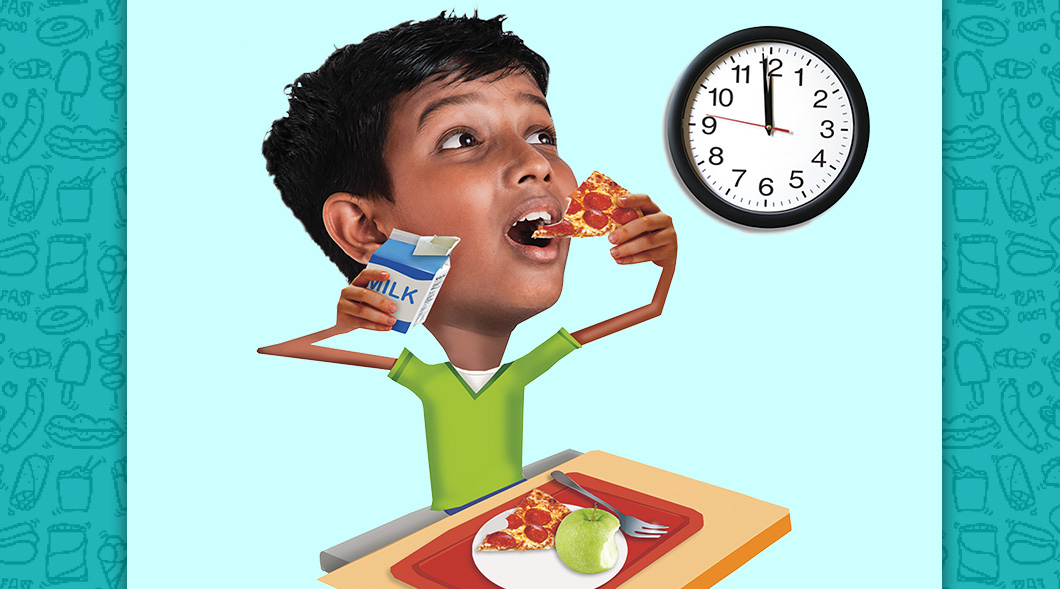 Image of a kid eating their school lunch